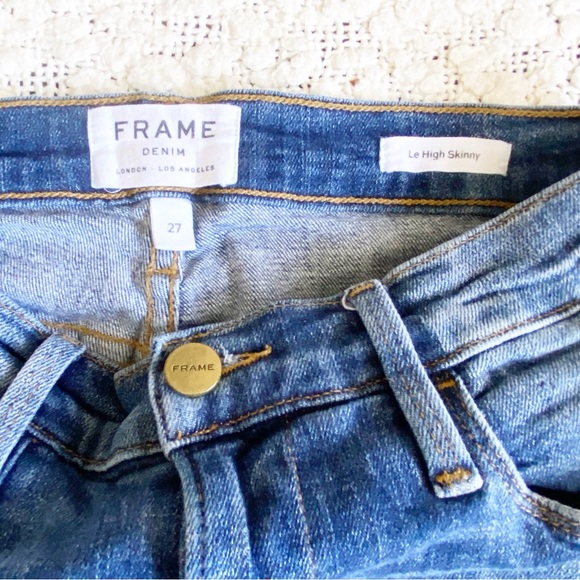 Frame Le High Rise Skinny Langston Faded
Whiskered Released Hem Denim Jeans 27 - Picture 8 of 14